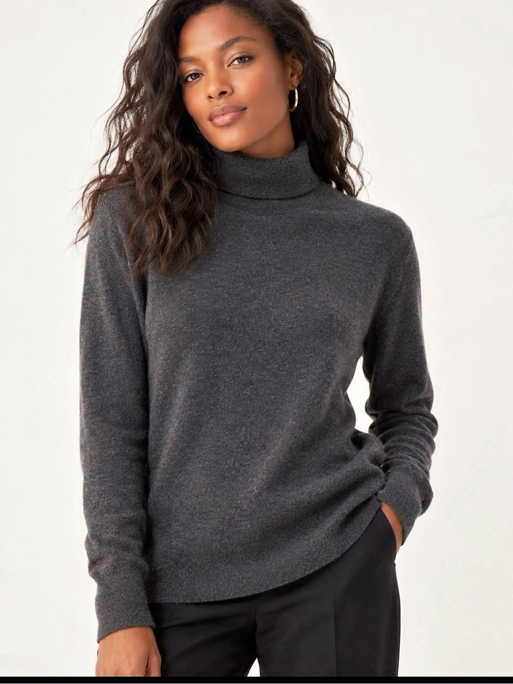 Banana Republic 100% Italian Merino Wool Turtleneck Sweater Gray Size Medium